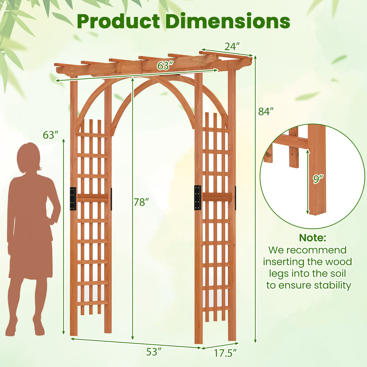 Garden Arbor Arch with Lattice Panels for Climbing Plants