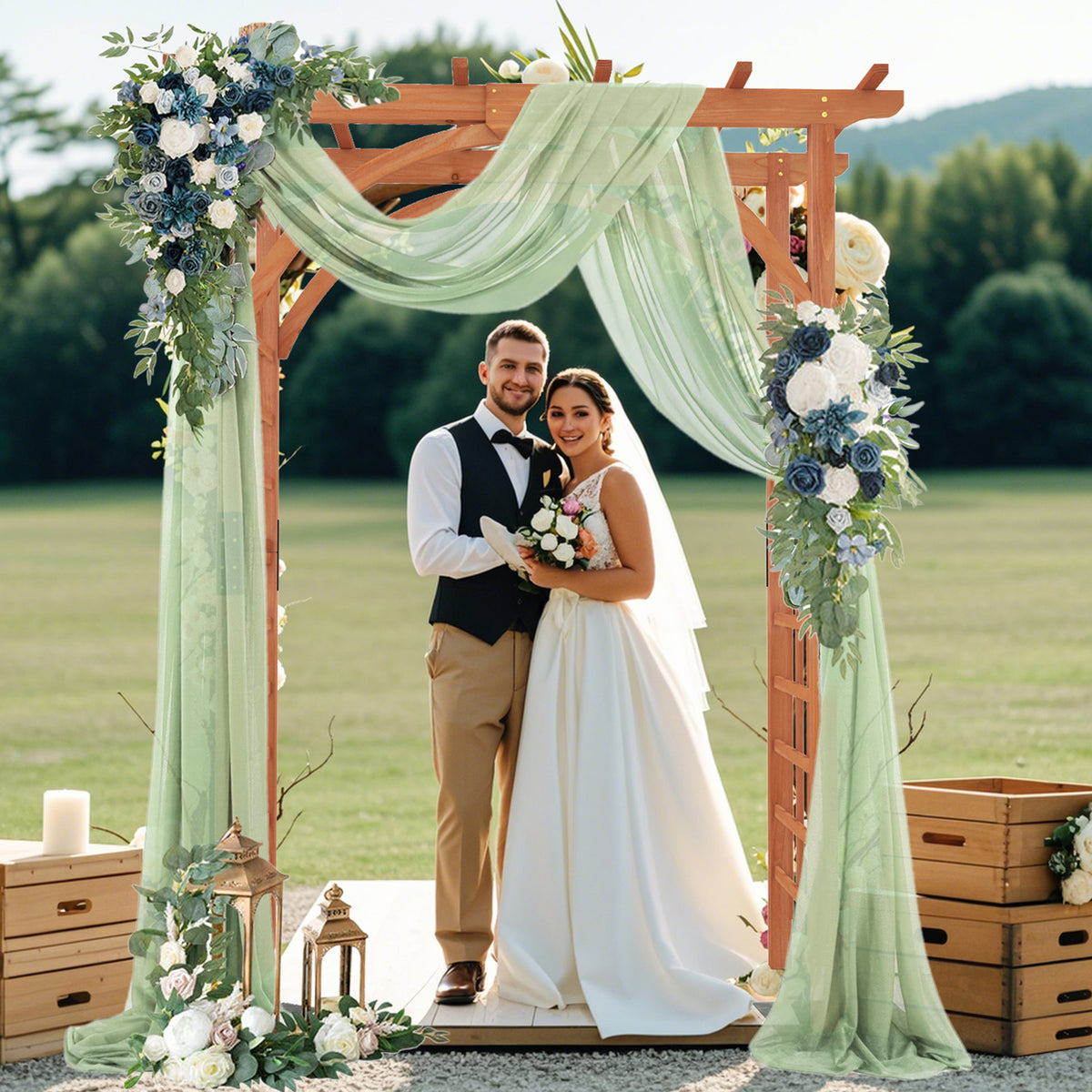 Garden Arbor Arch with Lattice Panels for Climbing Plants