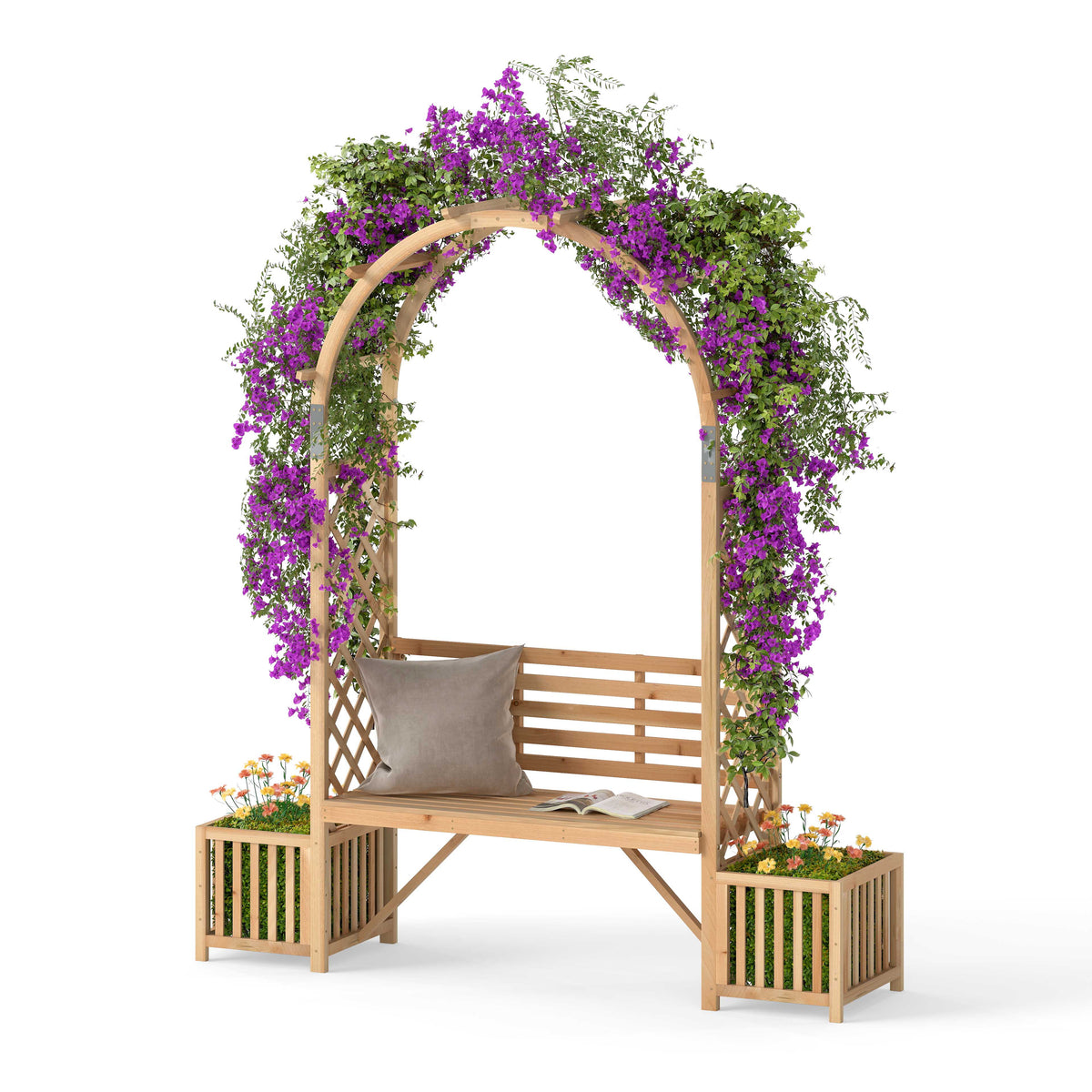 Garden Bench Arbor Arch Wooden for Climbing Plants