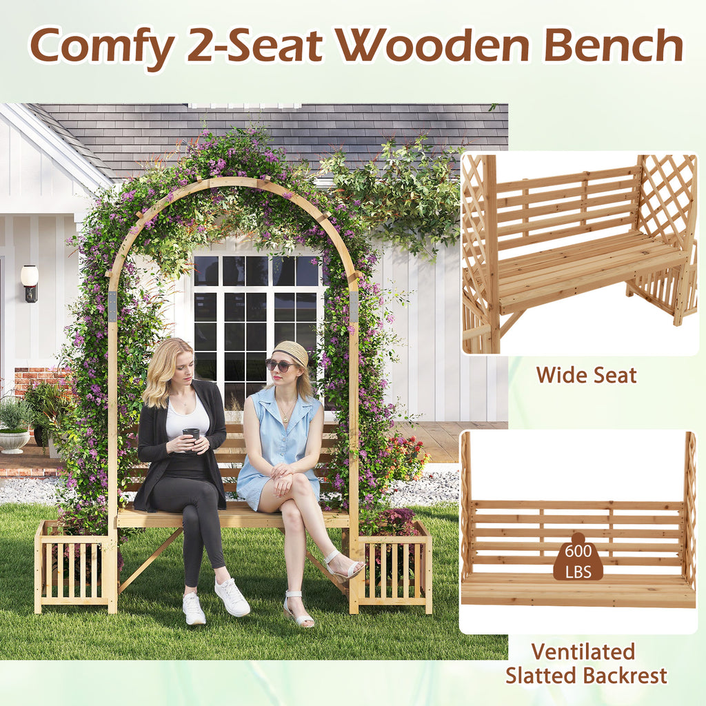 Garden Bench Arbor Arch Wooden for Climbing Plants