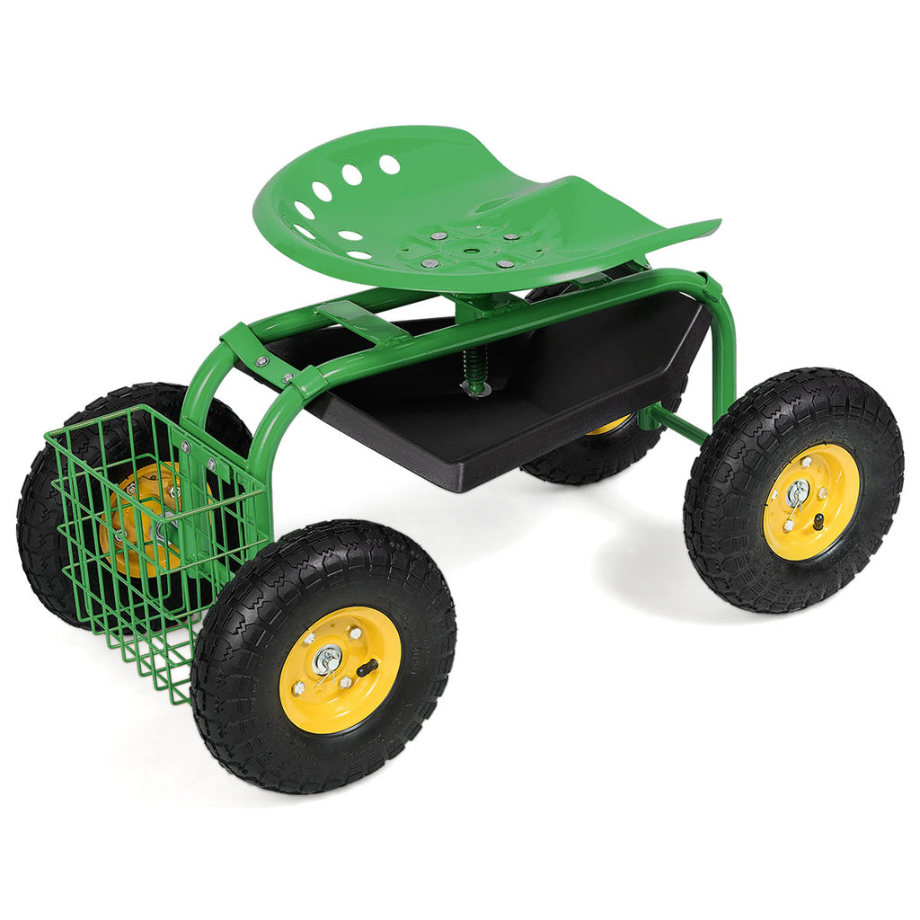 Garden Cart with Heavy Duty Tool Tray - Red 33" x 16" x 22"