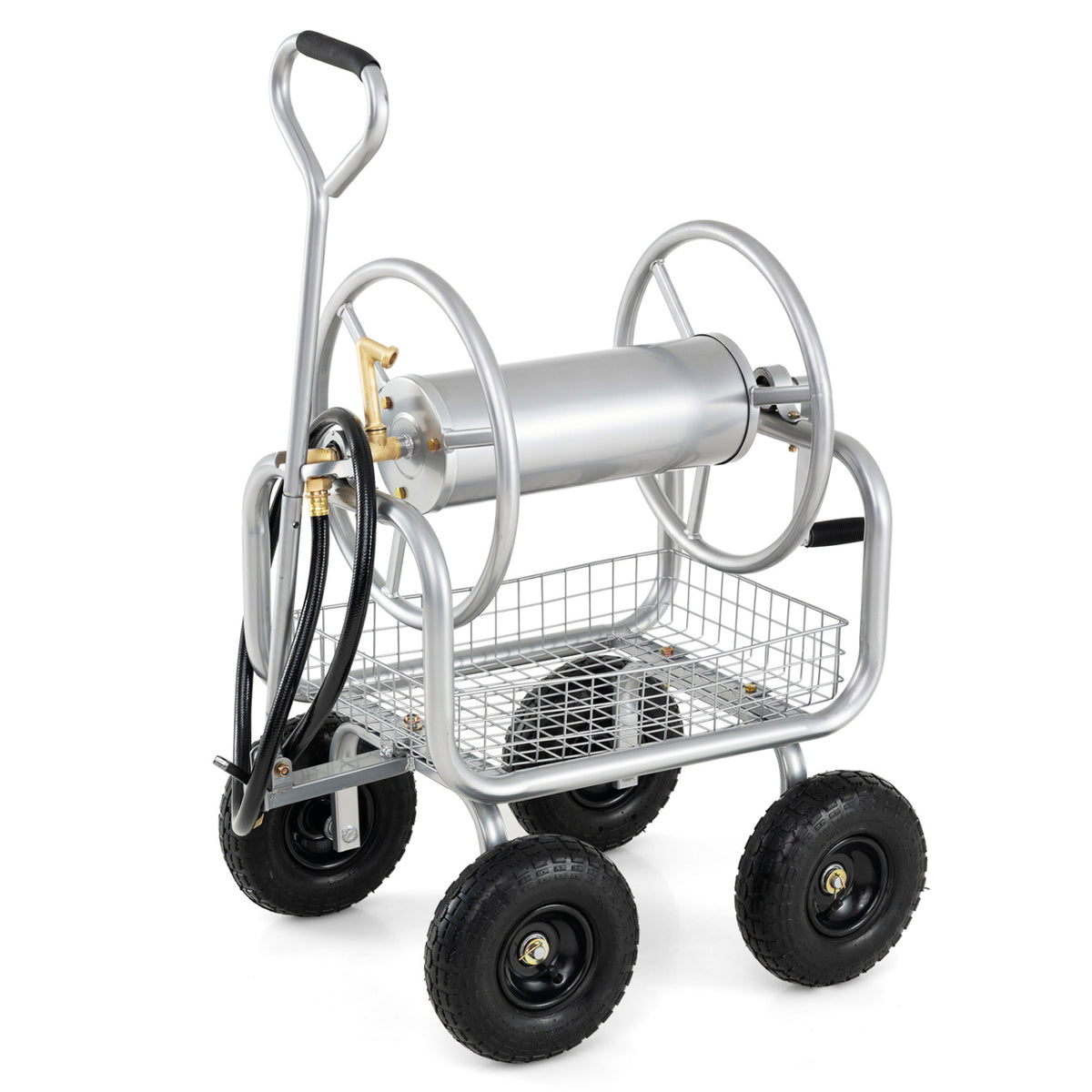 Garden Hose Reel Cart 300 ft - Silver
