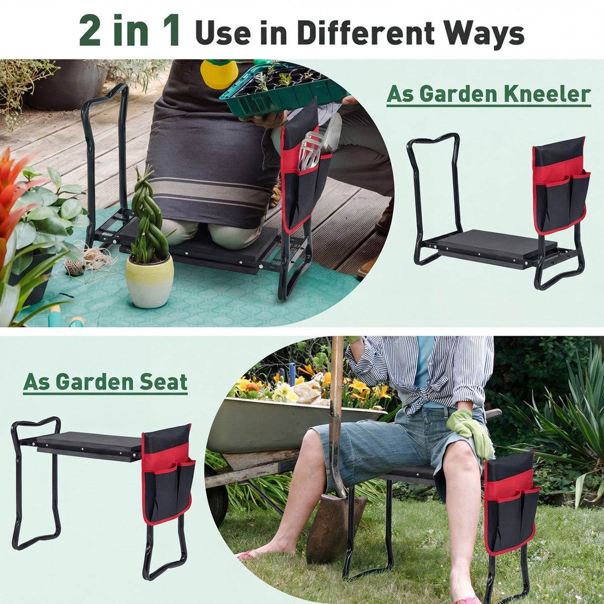 Garden Kneeler and Seat Folding Sturdy Gardening Stool