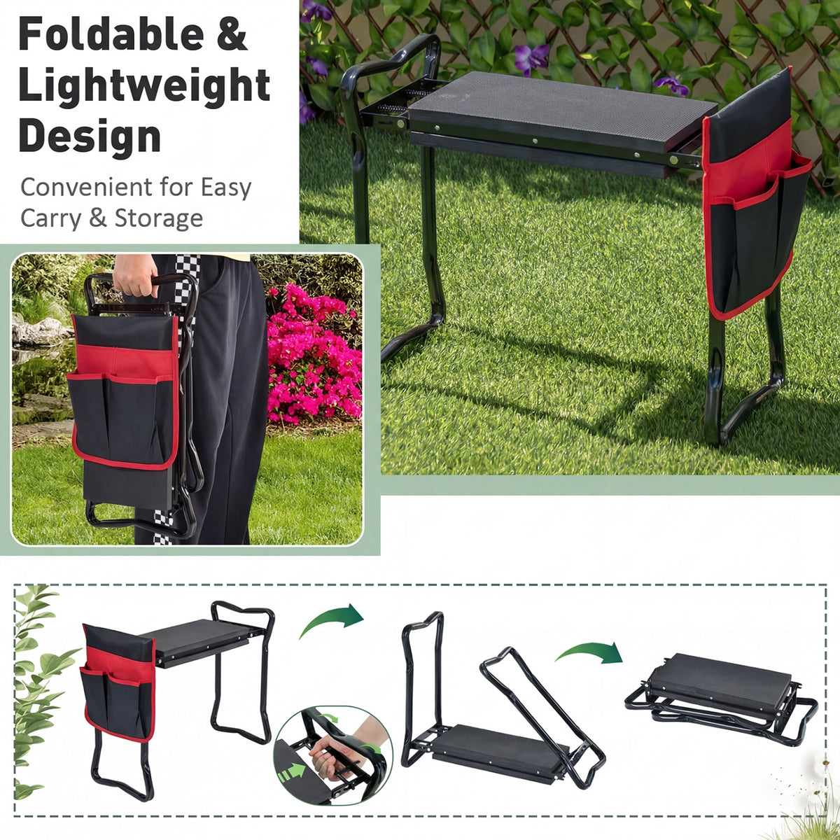 Garden Kneeler and Seat Folding Sturdy Gardening Stool