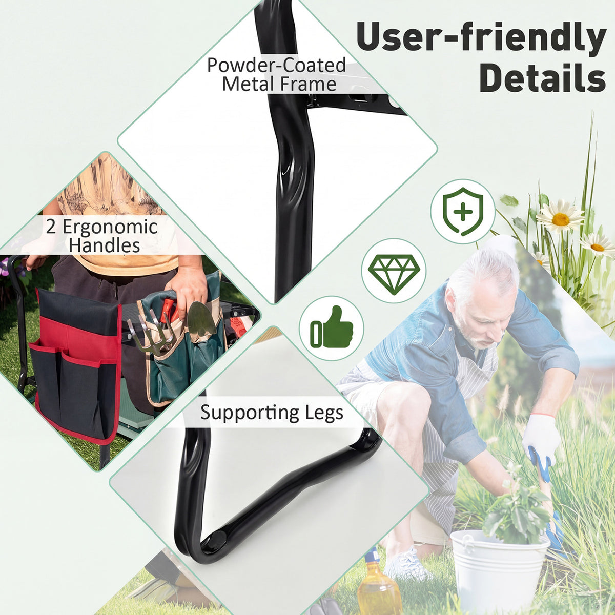 Garden Kneeler and Seat Folding Sturdy Gardening Stool