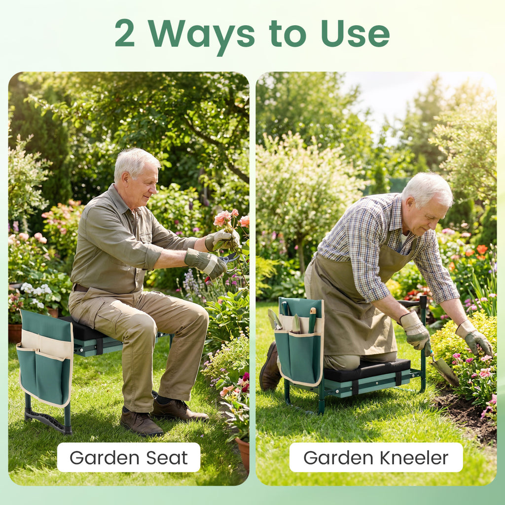 Garden Kneeler and Seat Foldable Gardening Stool with Wide EVA Foam