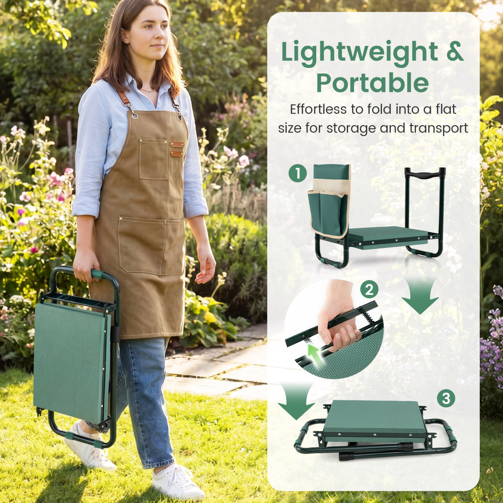 Garden Kneeler and Seat Foldable Gardening Stool with Wide EVA Foam