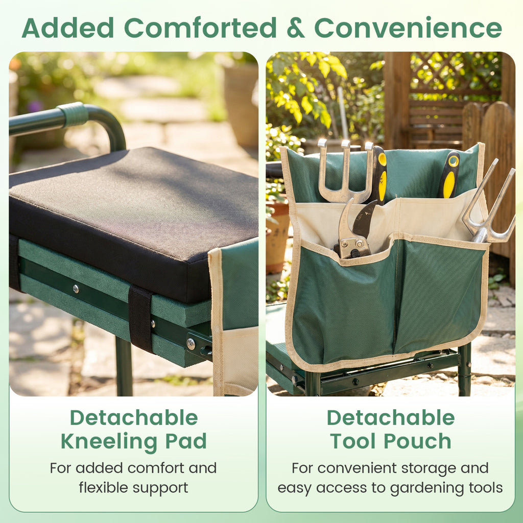 Garden Kneeler and Seat Foldable Gardening Stool with Wide EVA Foam
