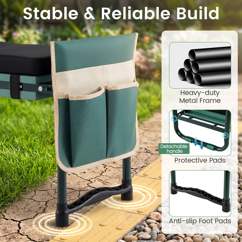 Garden Kneeler and Seat Foldable Gardening Stool with Wide EVA Foam