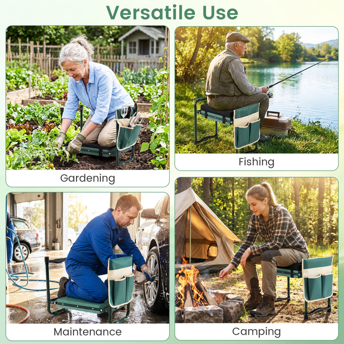 Garden Kneeler and Seat Foldable Gardening Stool with Wide EVA Foam