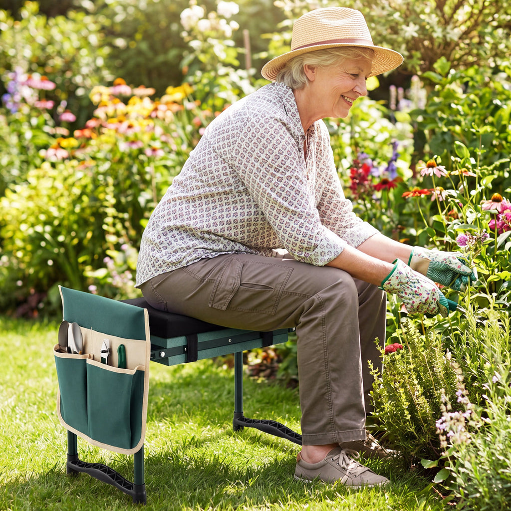 Garden Kneeler and Seat Foldable Gardening Stool with Wide EVA Foam