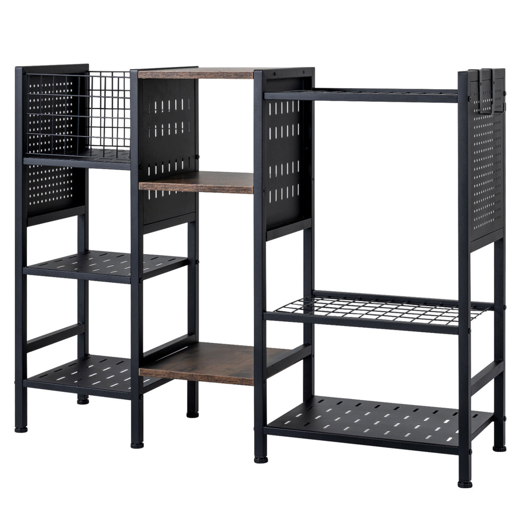 Garden Tool Organizer with Wooden Shelves for Garage and Shed