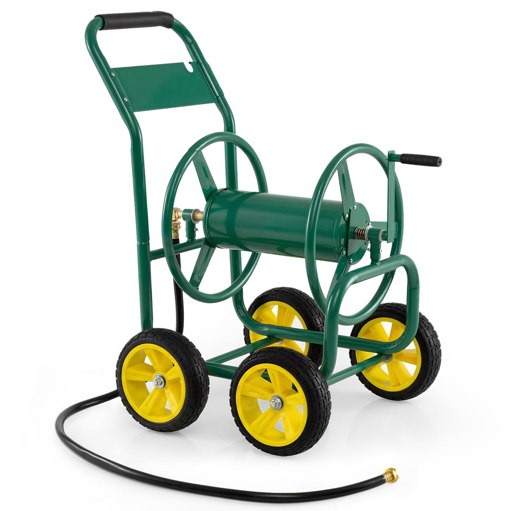 Garden Hose Reel Cart 4-Wheel Heavy Duty - Green