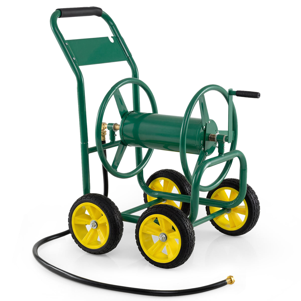 Garden Hose Reel Cart 4-Wheel Heavy Duty - Green