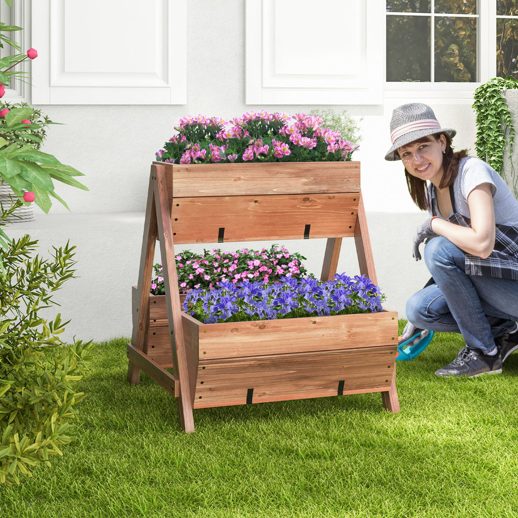 Freestanding Vertical Raised Garden bed with 3 Wooden Planter Boxes