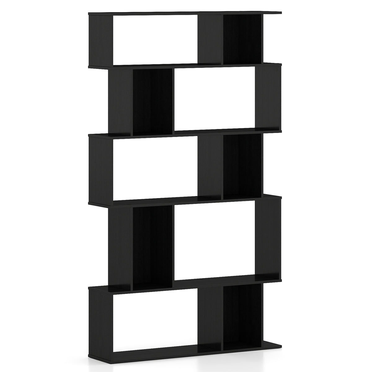 Geometric Bookshelf Set of 2, 5-Tier Cube Bookcase – Black
