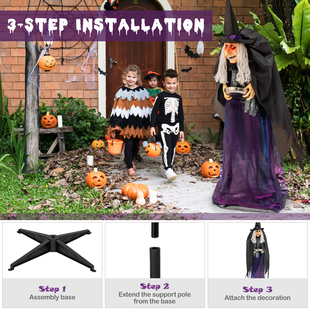 Halloween Witch Decoration with LED Lights & Wide Base - Sound Effect, Widened Stand