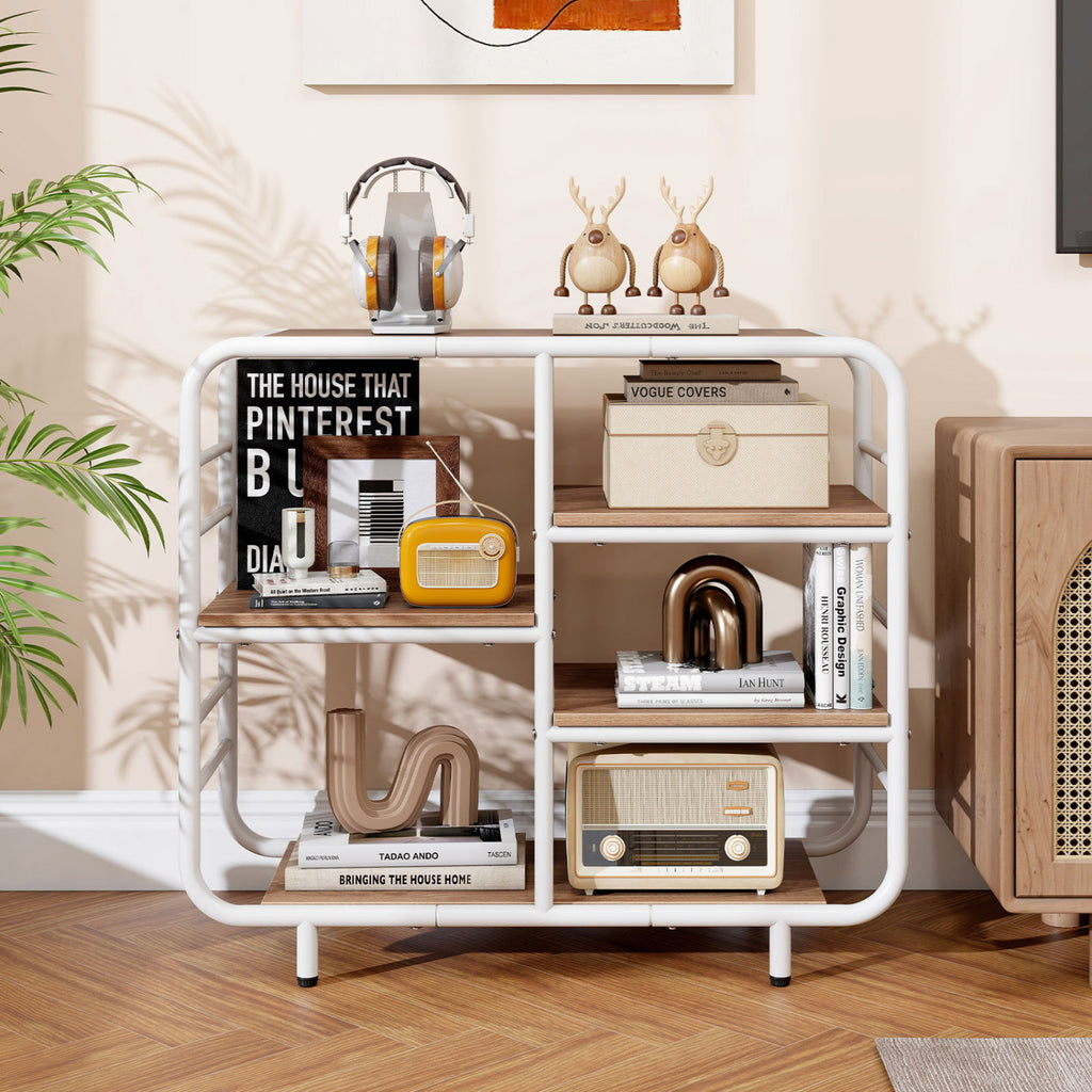 5-Tier Open Shelving Unit with Metal Frame - Natural