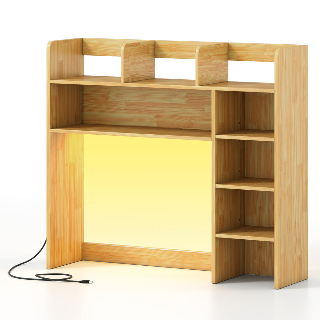 Desktop Bookshelf with RGB LED Lights - Natural