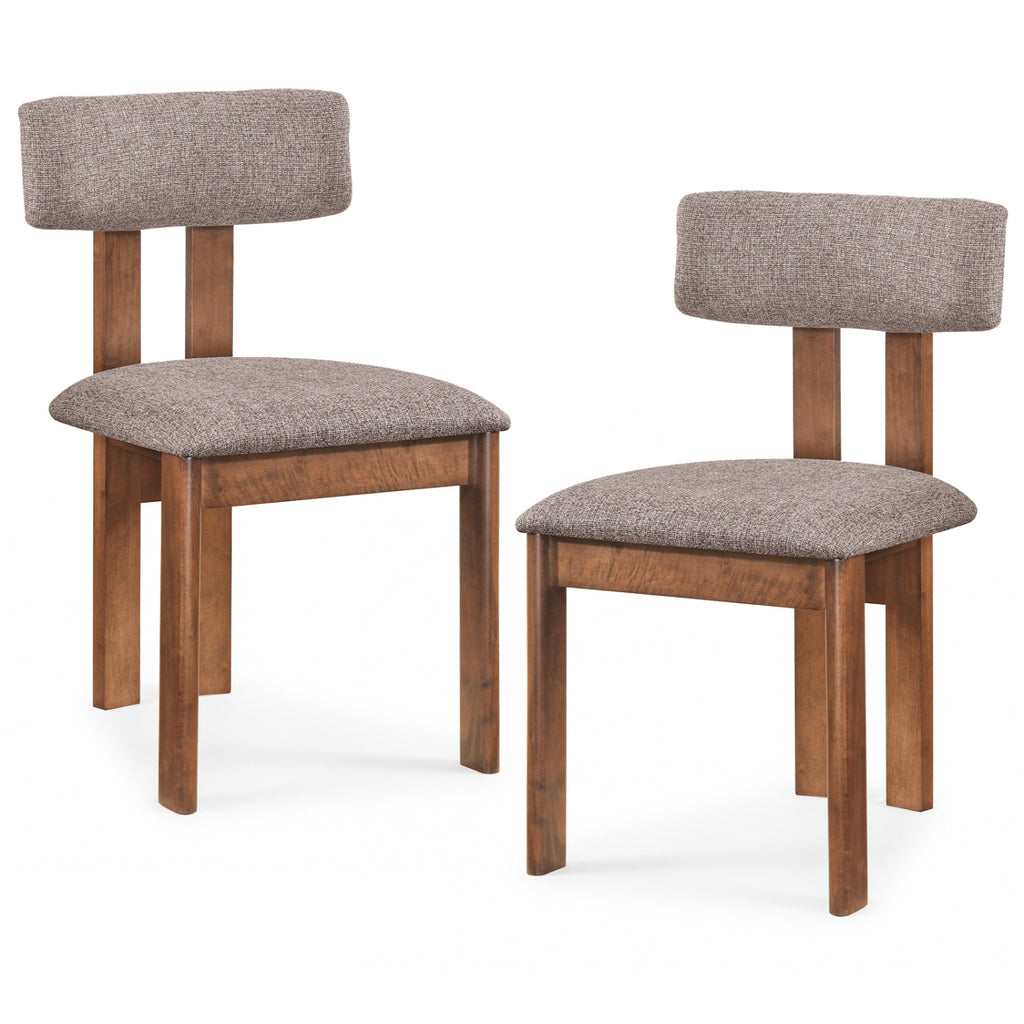 Upholstered Dining Chairs Set of 2, Walnut - Curved Backrest