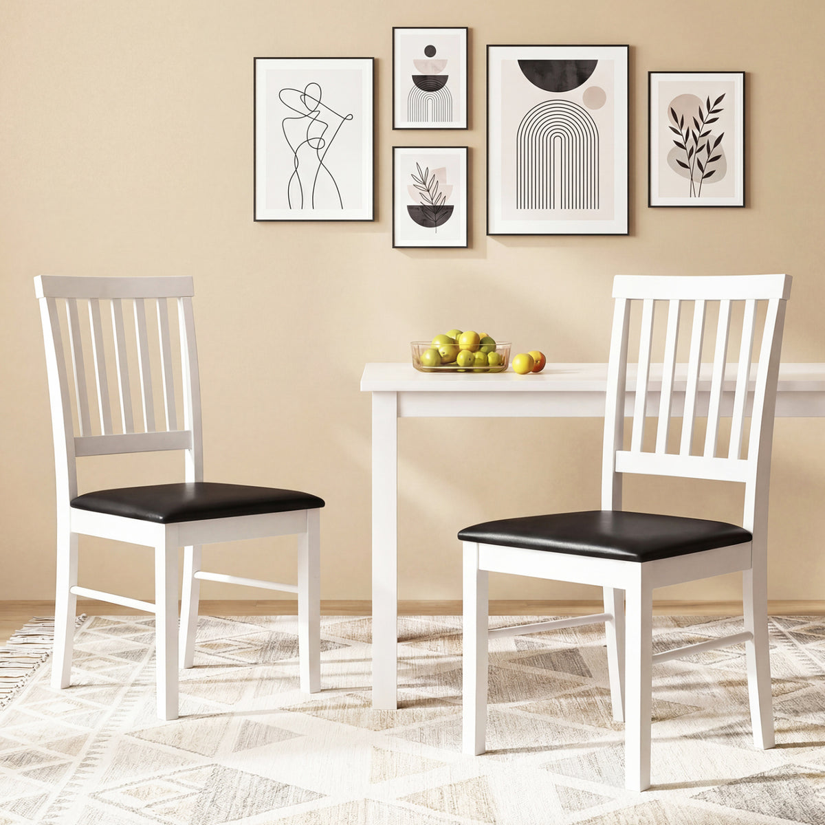 Dining Chairs Set of 2 Mid-Century Modern - White
