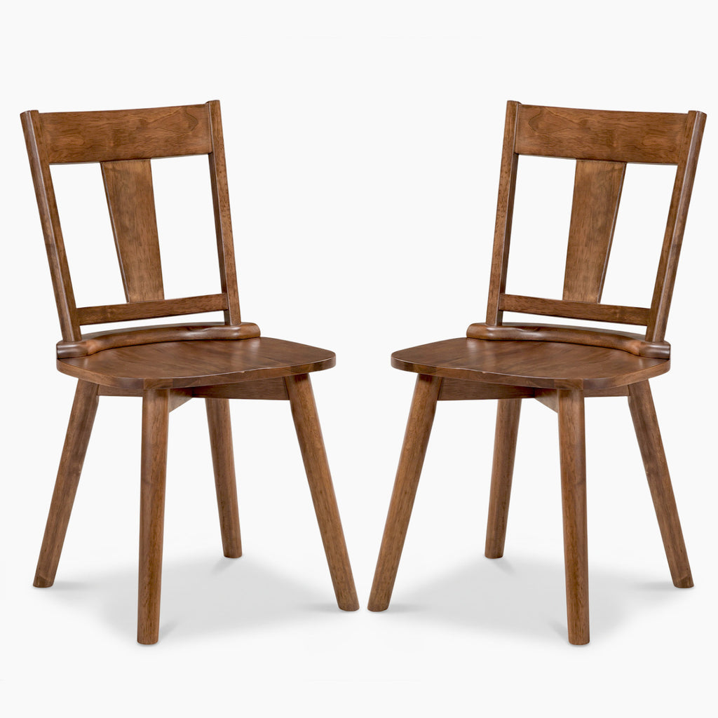 Dining Chairs Set of 4, Walnut - Solid Wood Backrest