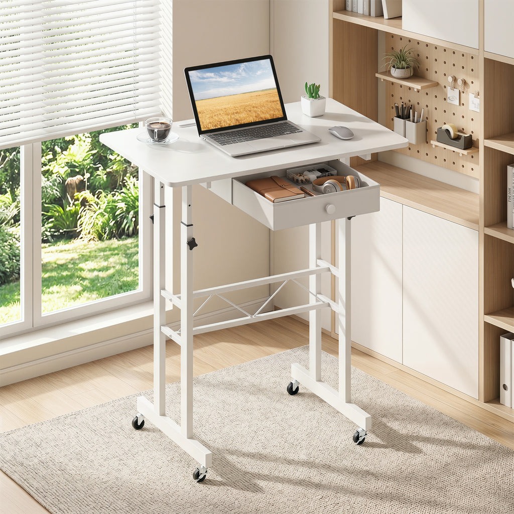 Height Adjustable Laptop Desk with Wheels - Rustic Brown