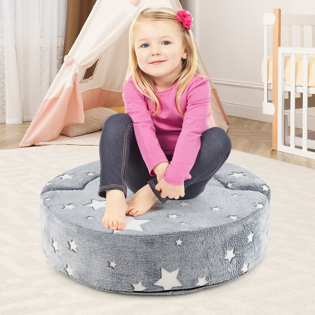Gray 2-in-1 Kids Convertible Sofa Bed with Removable Washable Cover