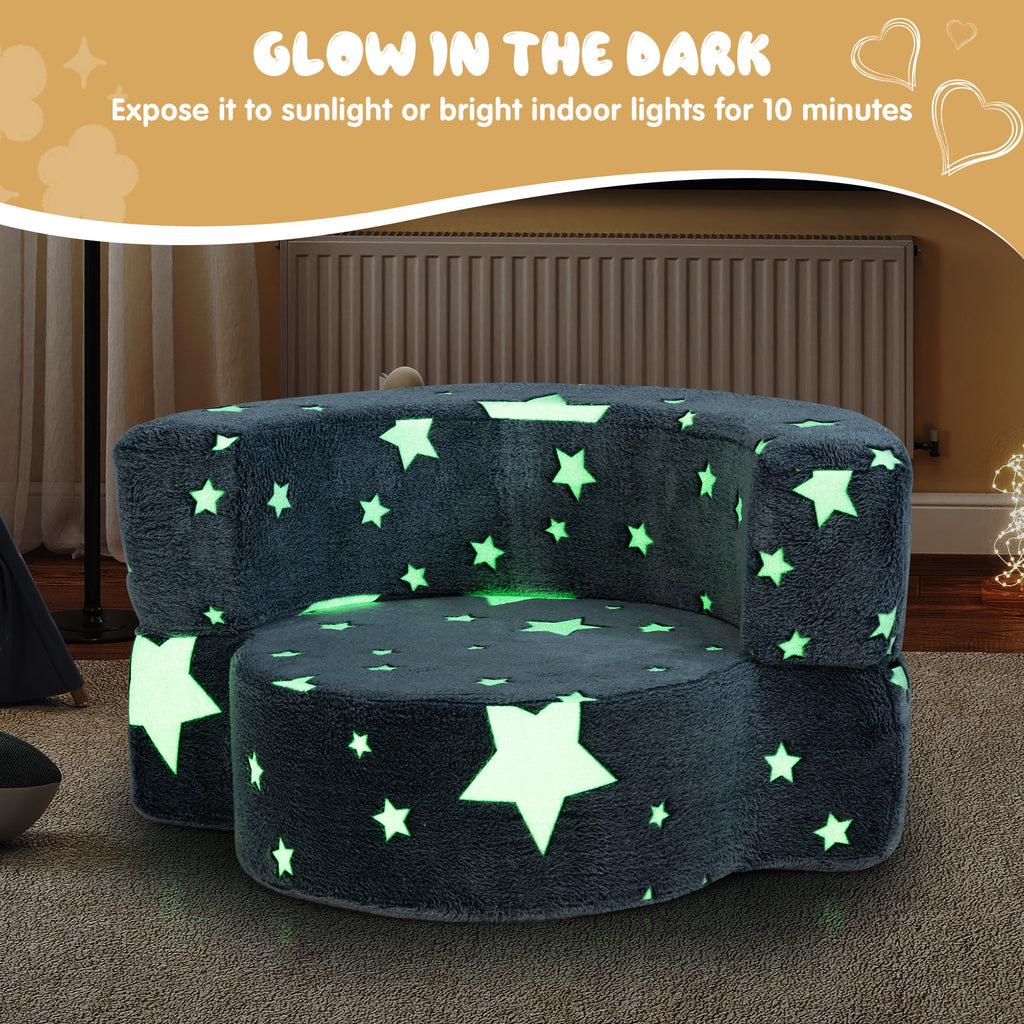 Gray 2-in-1 Kids Convertible Sofa Bed with Removable Washable Cover