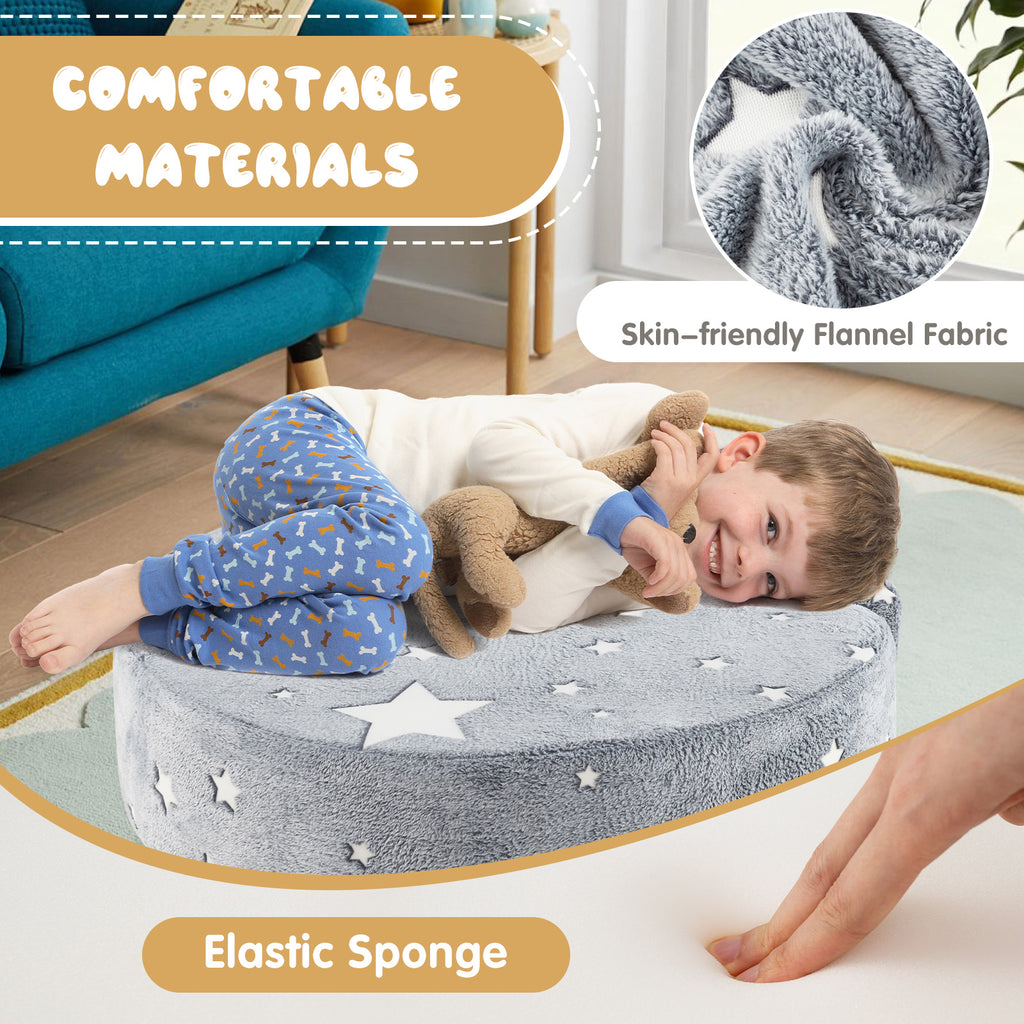 Gray 2-in-1 Kids Convertible Sofa Bed with Removable Washable Cover
