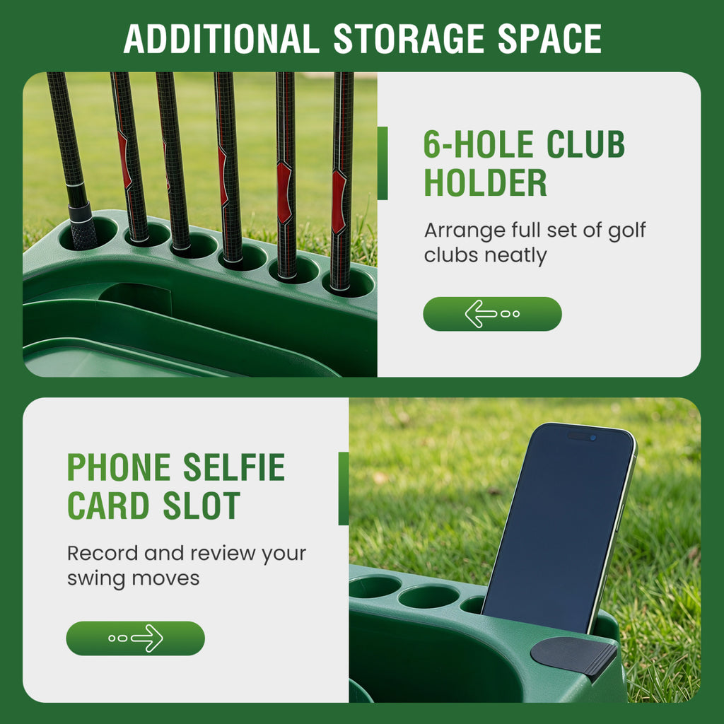 Golf Ball Dispenser with 6-Club Holder & 50-Ball Capacity for Practice