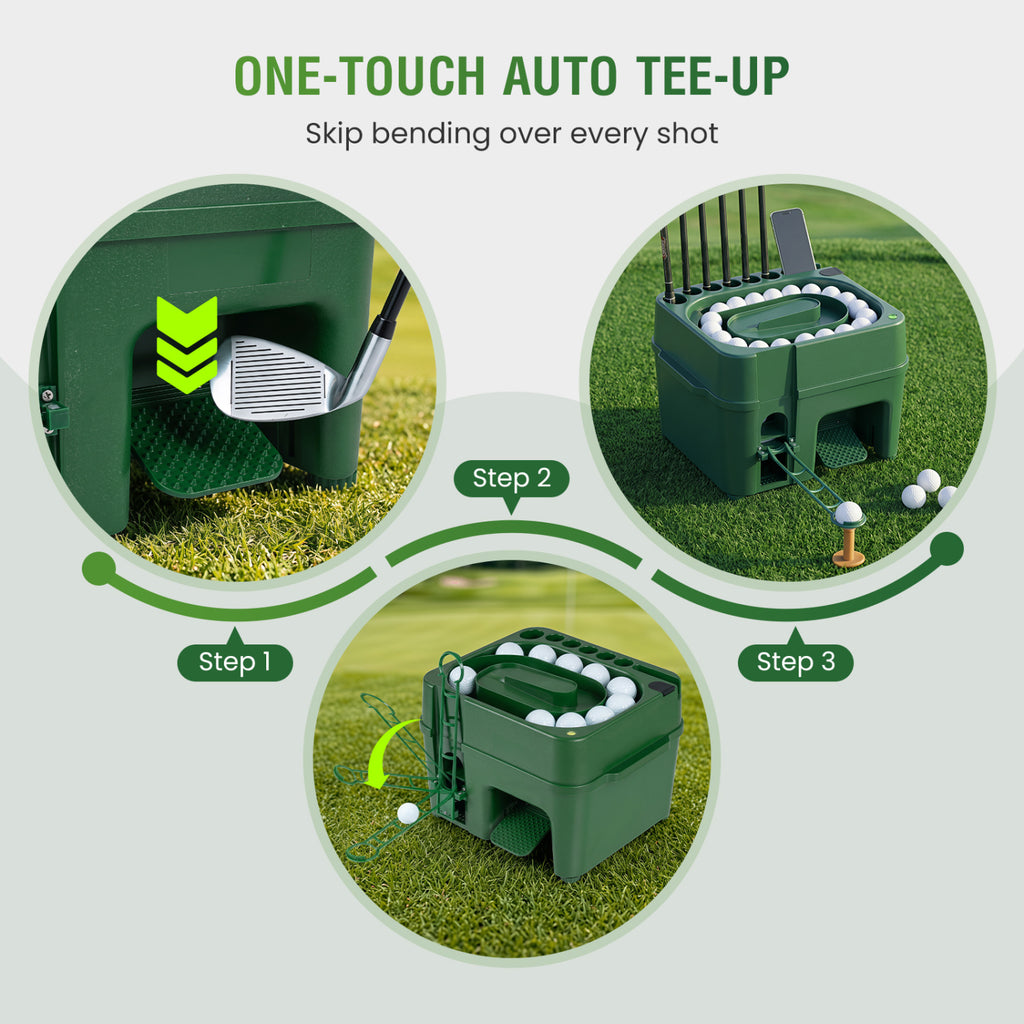 Golf Ball Dispenser with 6-Club Holder & 50-Ball Capacity for Practice