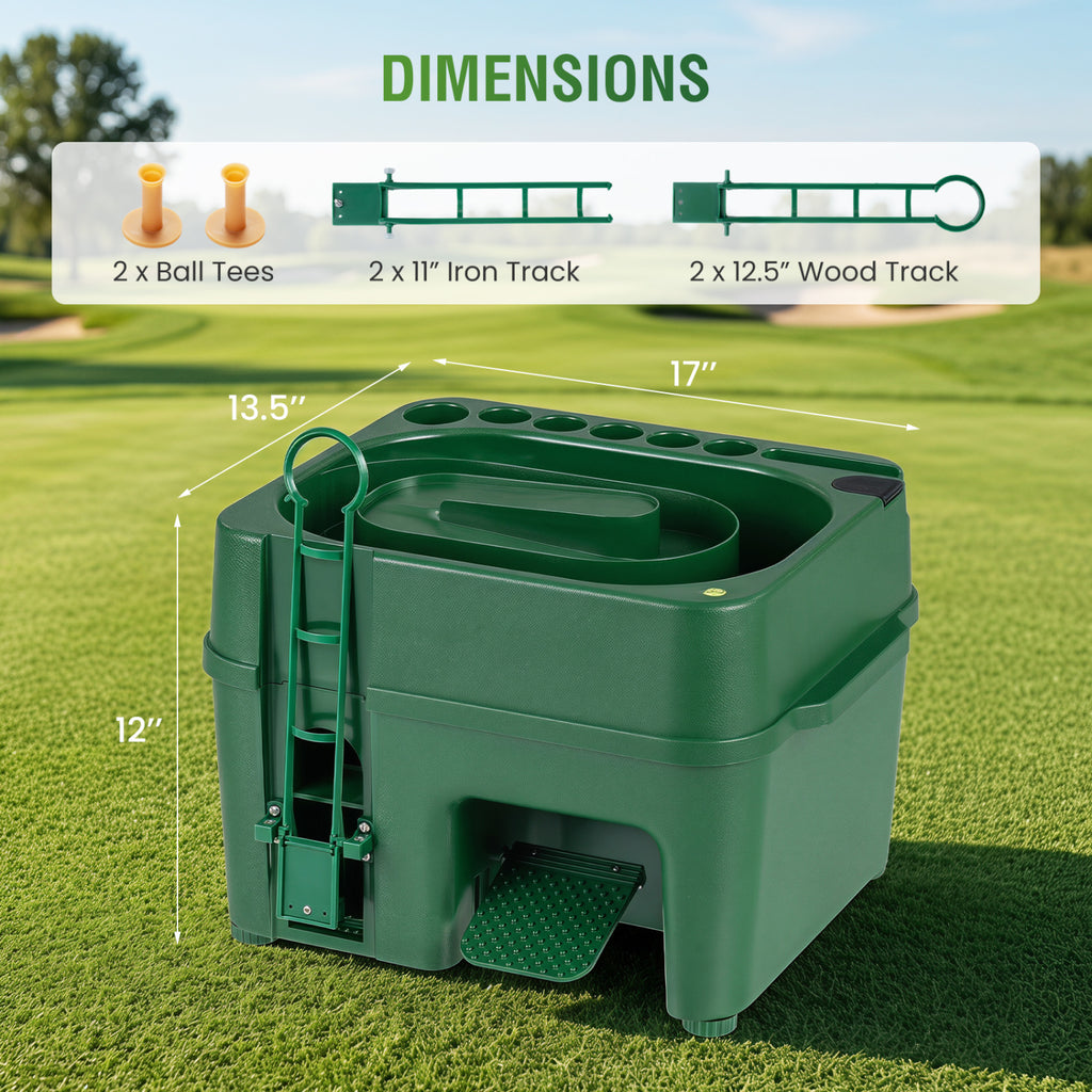 Golf Ball Dispenser with 6-Club Holder & 50-Ball Capacity for Practice