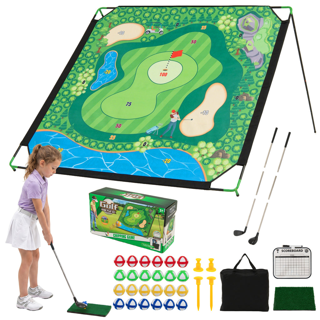 Golf Chipping Game Set - Indoor & Outdoor Practice with Adjustable Clubs