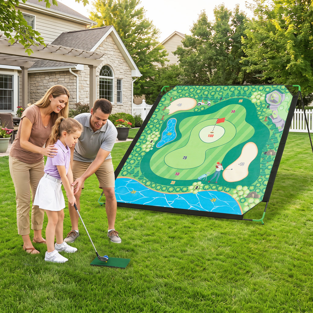 Golf Chipping Game Set - Indoor & Outdoor Practice with Adjustable Clubs
