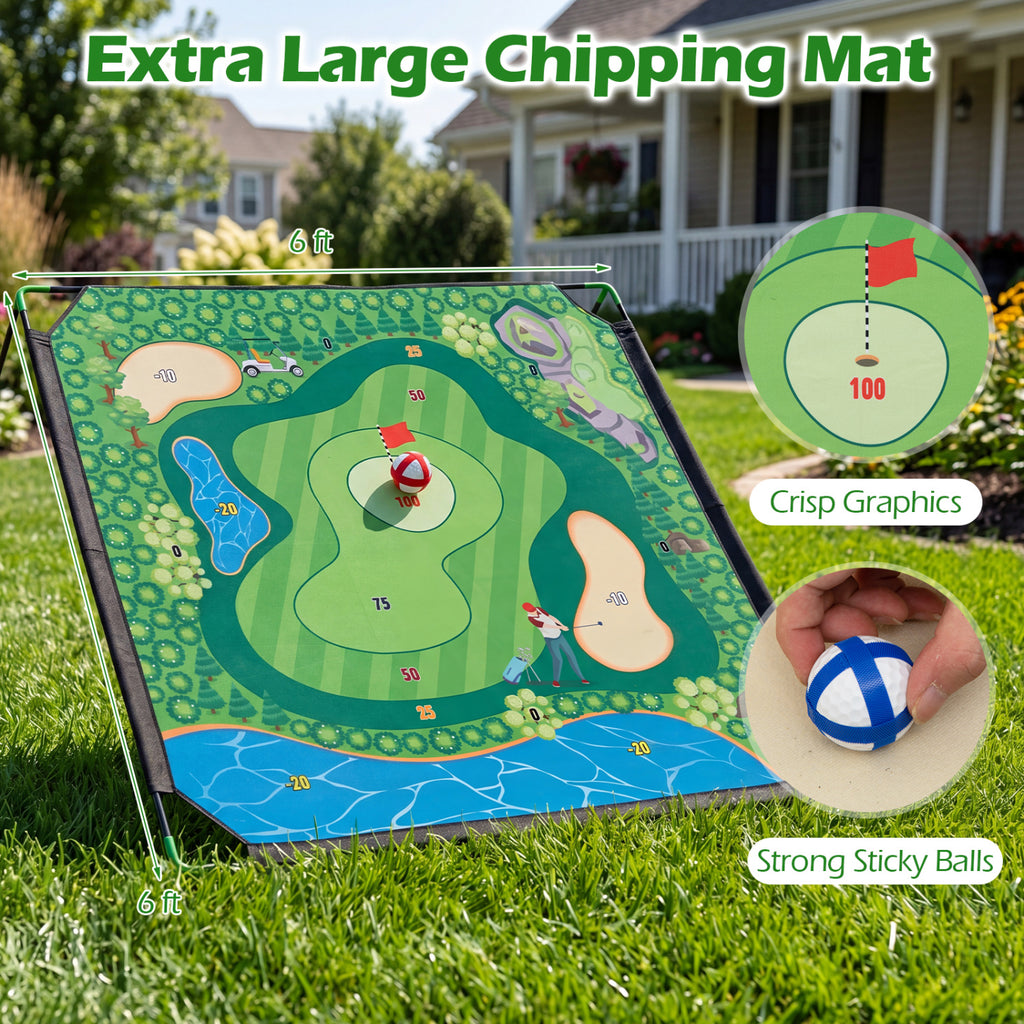 Golf Chipping Game Set - Indoor & Outdoor Practice with Adjustable Clubs