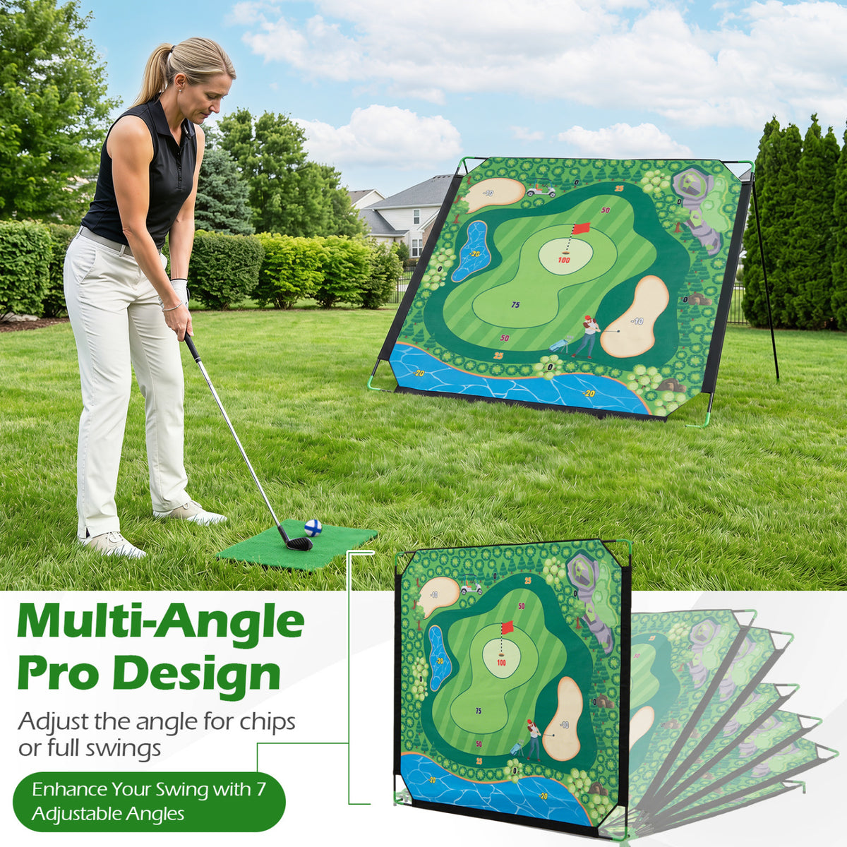 Golf Chipping Game Set - Indoor & Outdoor Practice with Adjustable Clubs