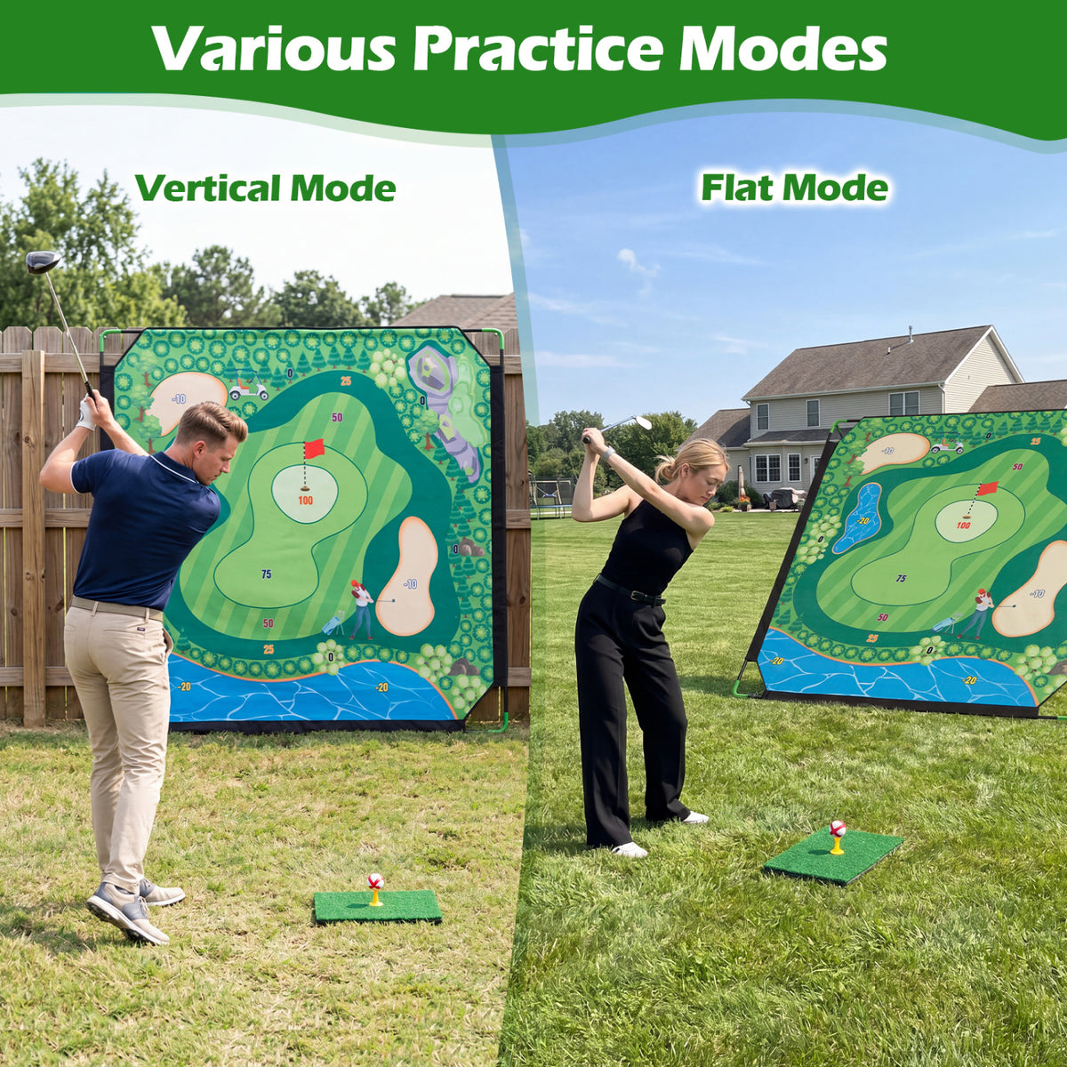 Golf Chipping Game Set - Indoor & Outdoor Practice with Adjustable Clubs