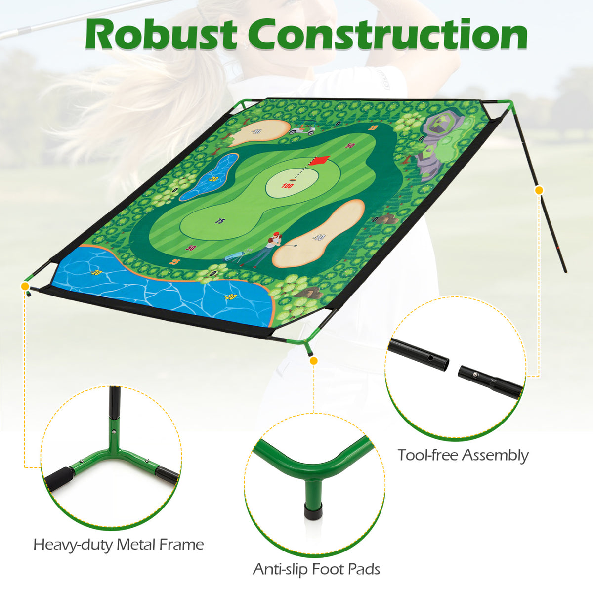 Golf Chipping Game Set - Indoor & Outdoor Practice with Adjustable Clubs
