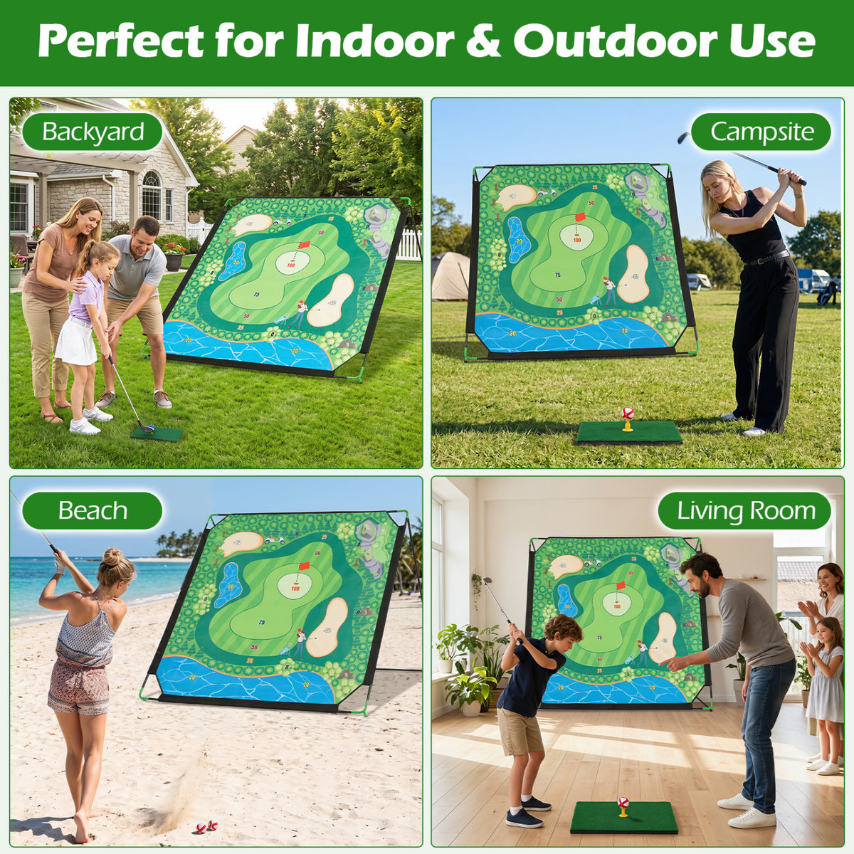 Golf Chipping Game Set - Indoor & Outdoor Practice with Adjustable Clubs