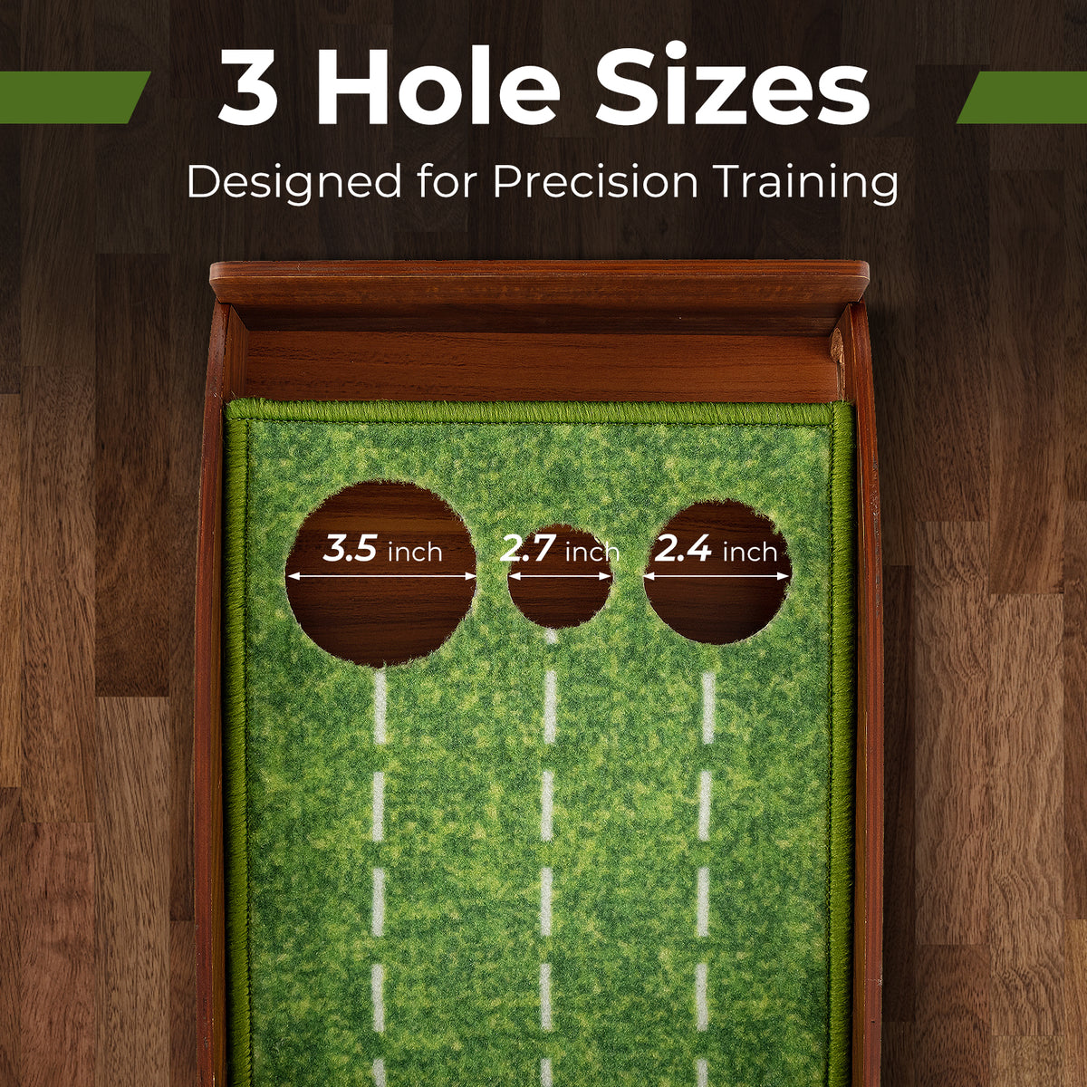 Golf Putting Mat Practice Training Aid 10ft with Auto Ball Return & 2/3 Holes - Variation 1/1.2ft