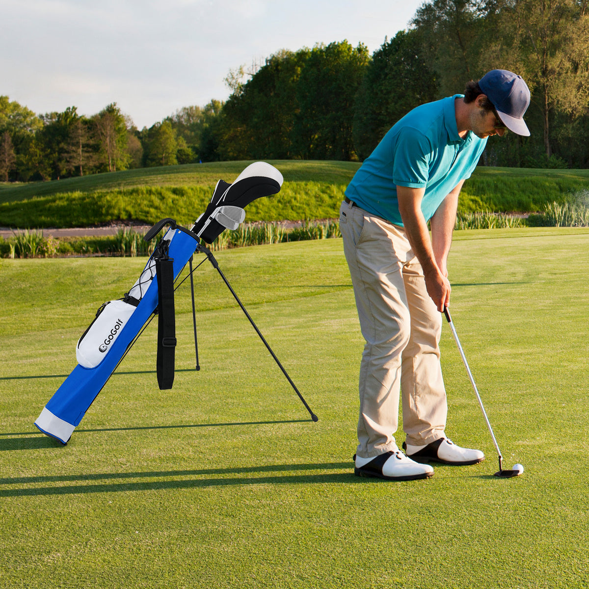 Golf Stand Bag White Lightweight Golf Bag for Driving Range - Costway