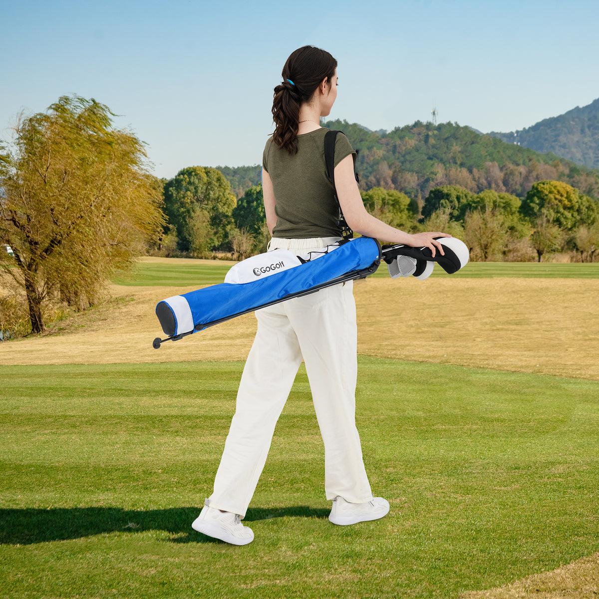 Golf Stand Bag White Lightweight Golf Bag for Driving Range - Costway