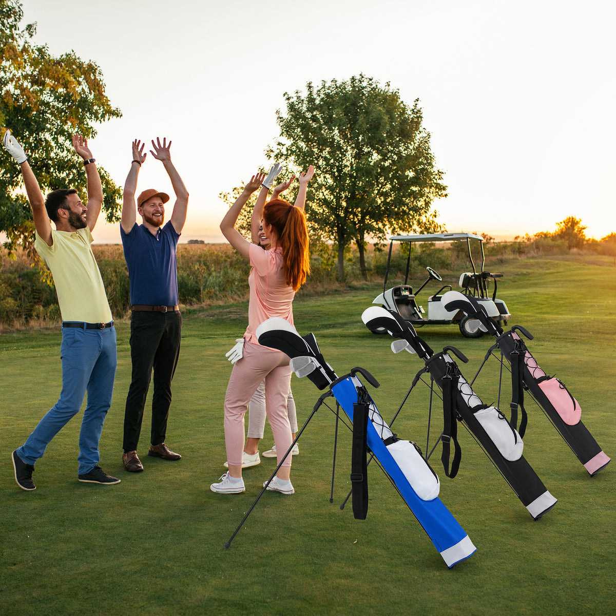 Golf Stand Bag White Lightweight Golf Bag for Driving Range - Costway