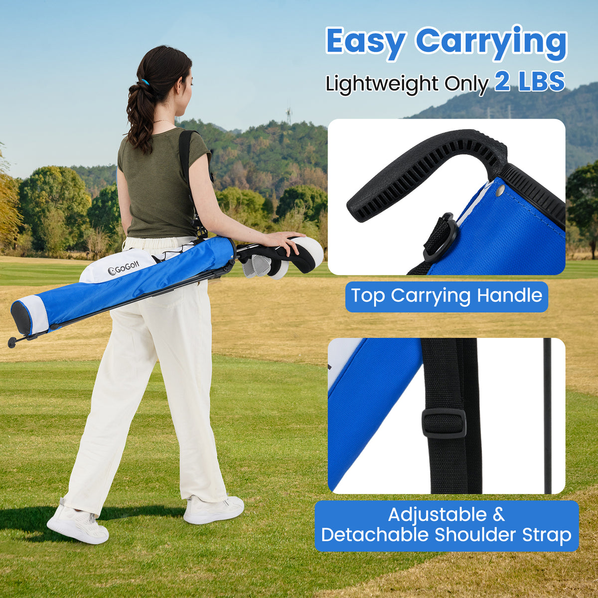 Golf Stand Bag White Lightweight Golf Bag for Driving Range - Costway