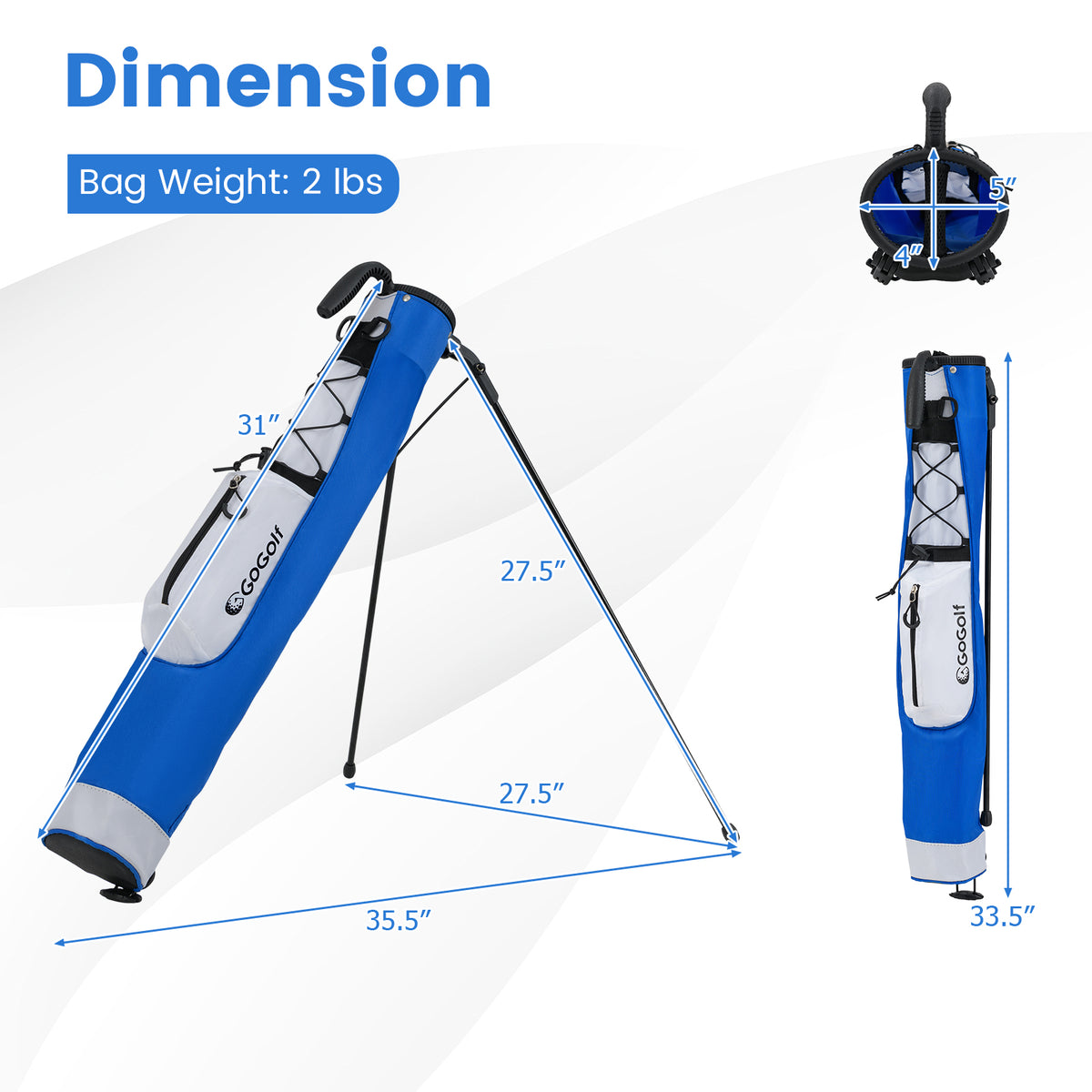 Golf Stand Bag White Lightweight Golf Bag for Driving Range - Costway