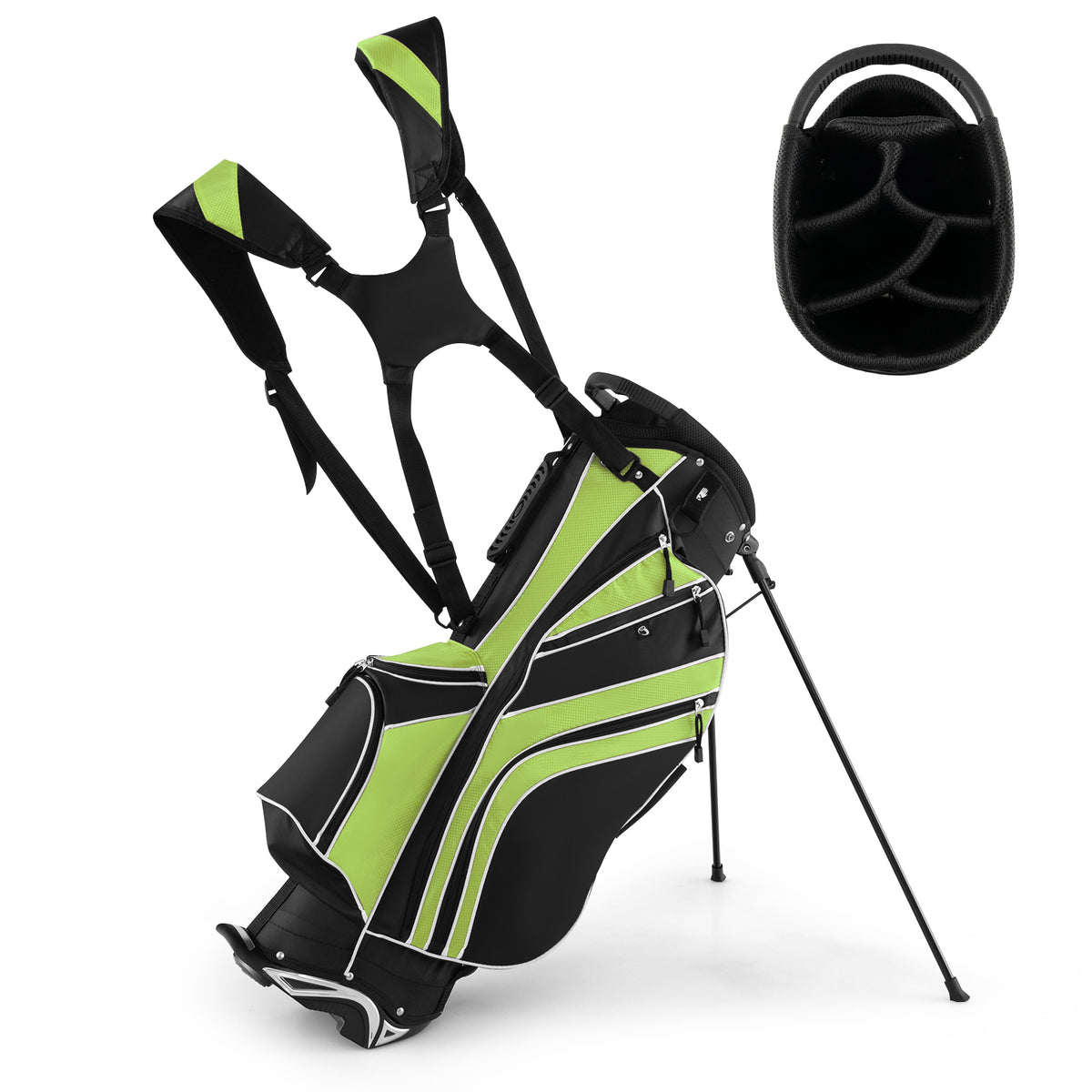 Lightweight Golf Stand Bag with Shoulder Strap - Green