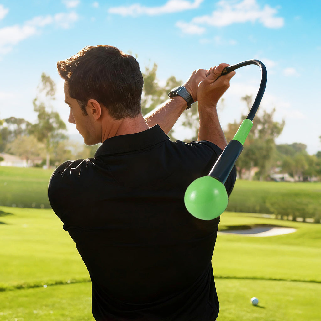 Golf Swing Trainer Aid 47/40/31.5 Inch Practice Stick with Weighted Head - Green Variation