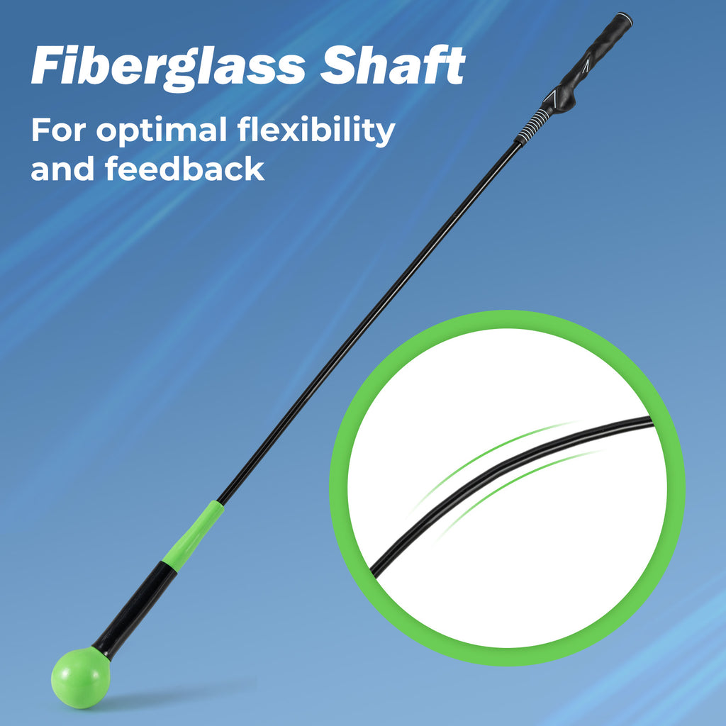 Golf Swing Trainer Aid 47/40/31.5 Inch Practice Stick with Weighted Head - Green Variation