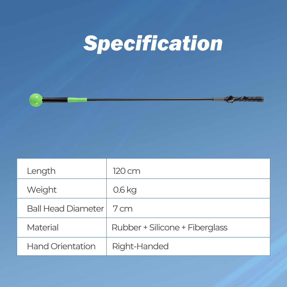 Golf Swing Trainer Aid 47/40/31.5 Inch Practice Stick with Weighted Head - Green Variation